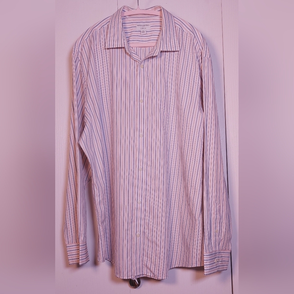 Banana Republic Men's Long-Sleeve Dress Shirt Size XL Stripes Blue White Orange - Picture 11 of 13